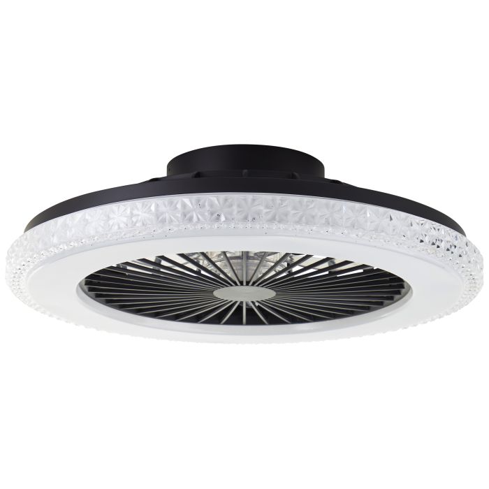 Moderne plafondventilator zwart, Baki, 40W, RGBW LED, met afstandsbediening