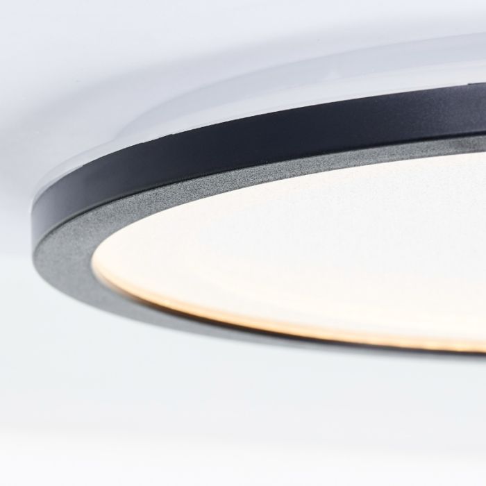 Moderne LED paneel plafondlamp zwart, Yamal, 20W, 2700K LED, 3-staps dimbaar