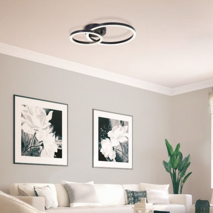 Design plafondlamp zwart, Maladon, 20W, 4000K LED