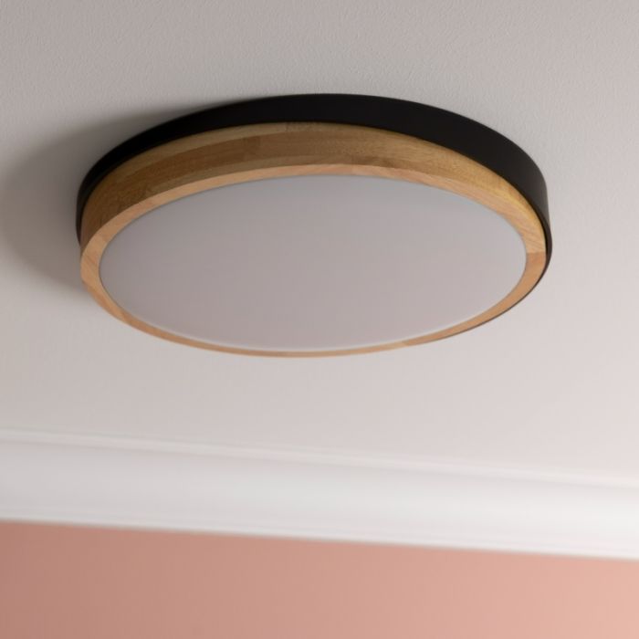 Moderne plafondlamp zwart, Marloes, 24W, 3000K LED, 3-staps dimbaar