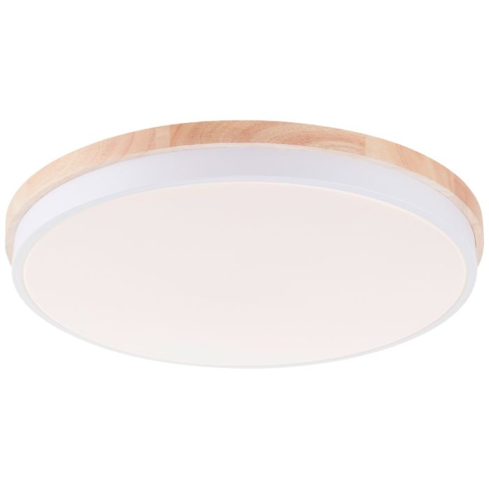 Moderne plafondlamp hout, Marloes, 36W, white switch LED, met afstandsbediening