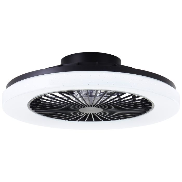 Moderne plafondventilator zwart, Soren, 40W, warm tot koud wit verstelbare LED, met afstandsbediening