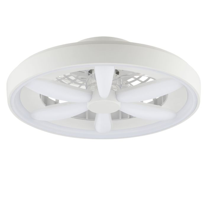 Kunststof plafondventilator wit, Roos, 48W, RGBW LED, met afstandsbediening