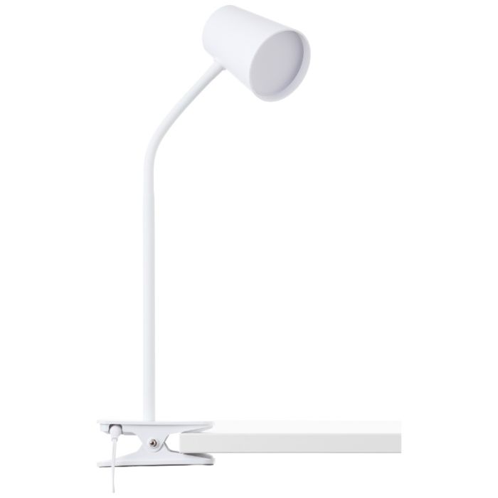 Kunststof klemlamp wit, Musab, 7W, 3000K LED, 3-staps dimbaar