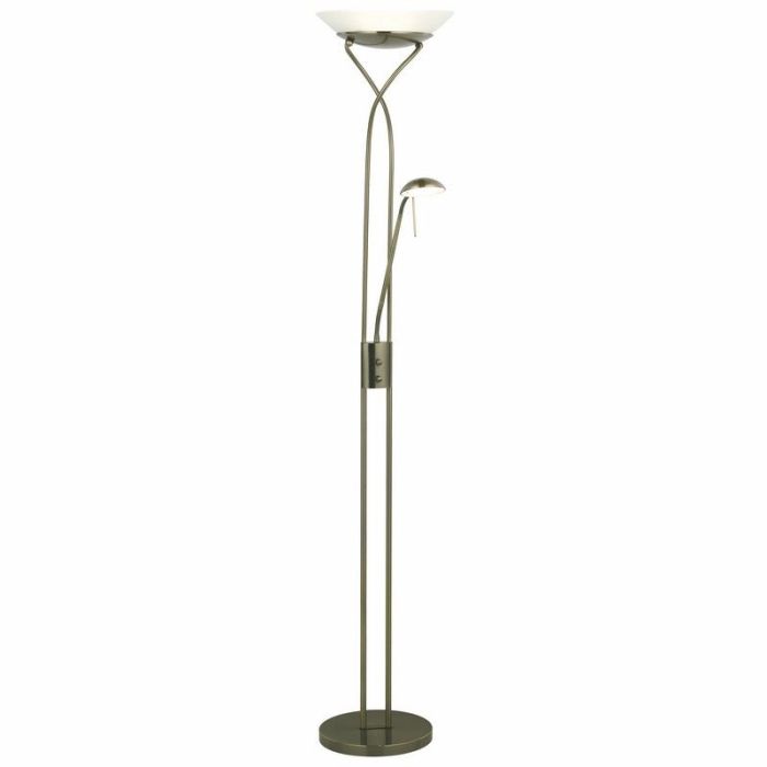 Moderne staande leeslamp messing, Joann, 18W, 3000K LED, met schakelaar