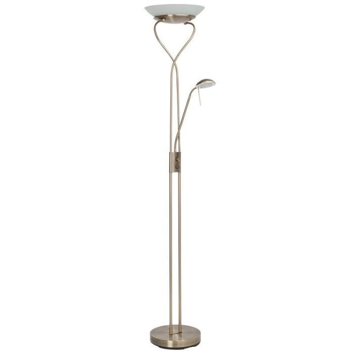 Moderne staande leeslamp messing, Joann, 18W, 3000K LED, met schakelaar