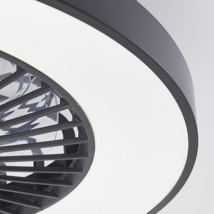Moderne plafondventilator zwart, Yasir, 48W, RGBW LED, met afstandsbediening