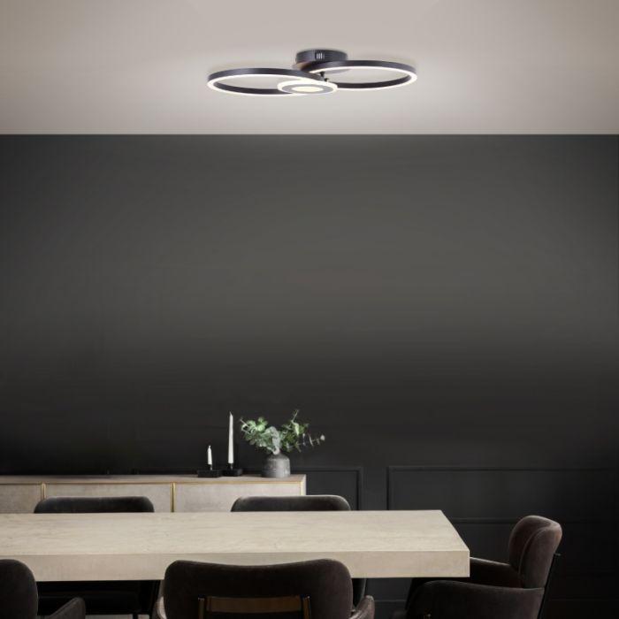 Design plafondlamp zwart, Volkert, 24W, 3000K LED
