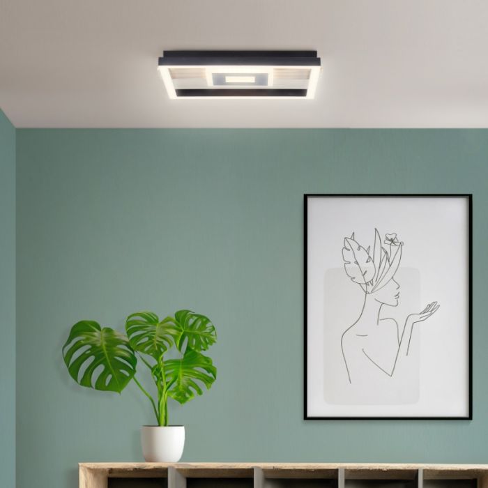 Design plafondlamp zwart, Zakiya, 24W, 3000K LED
