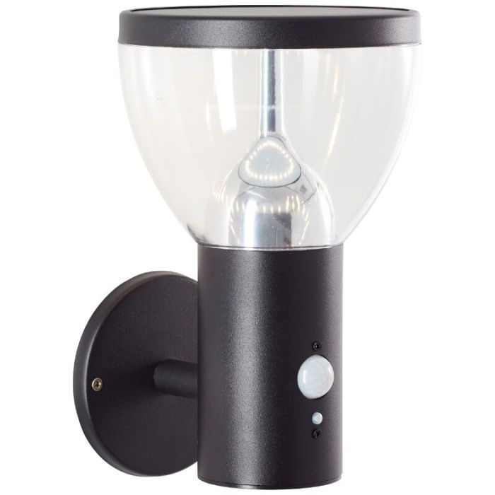 Moderne buiten wandlamp op zonne-energie zwart, Saar, 3W, 3000K LED, IP44