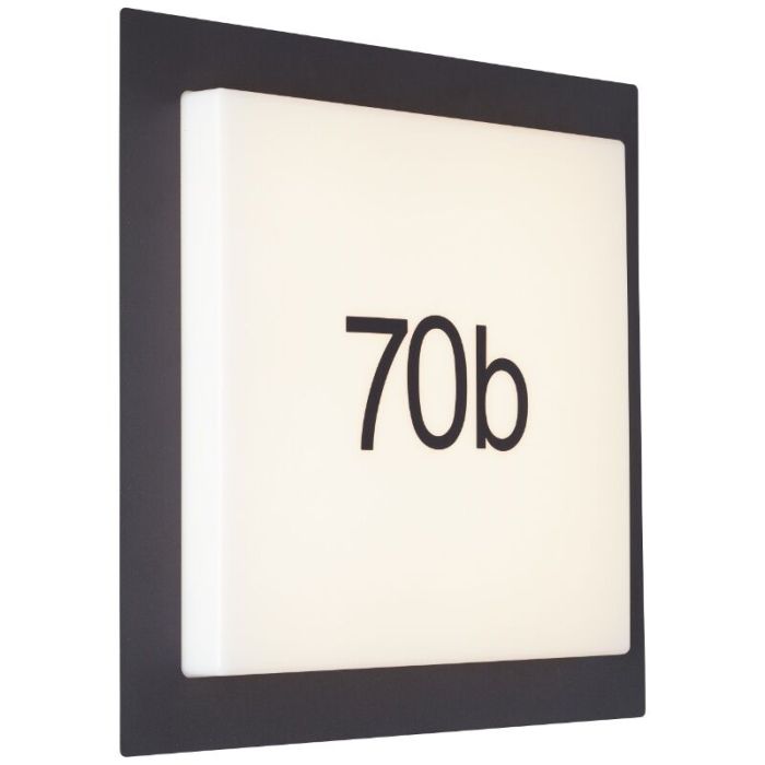Aluminium huisnummer met verlichting zwart, Nurcan, 15W, 3000K LED, IP44
