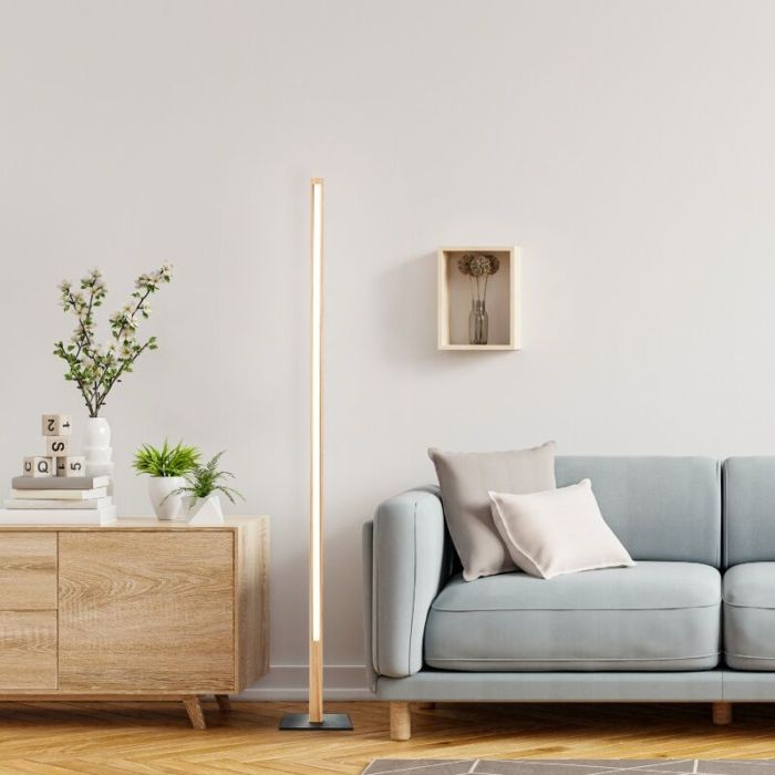 Landelijke staande leeslamp bruin, Renuka, 12W, 3000K LED, met schakelaar