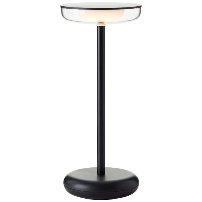 Aluminium oplaadbare tafellamp zwart, Jorja, 2W, 3000K LED, IP44, met touchdimmer