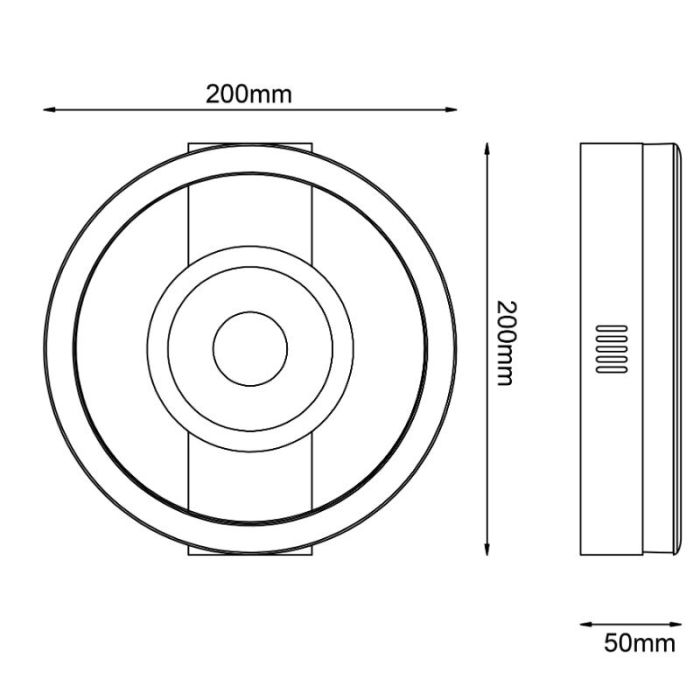 Design plafonnière zwart, Konrad, 9W, 3000K LED