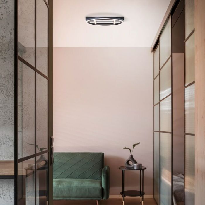 Design plafonnière zwart, Konrad, 20W, 3000K LED
