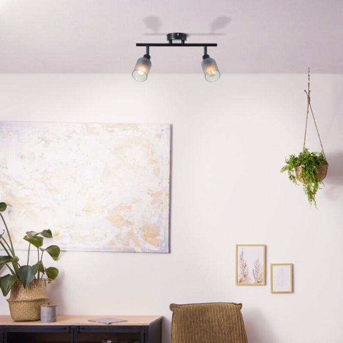 Glazen plafondspot zwart, Fanny