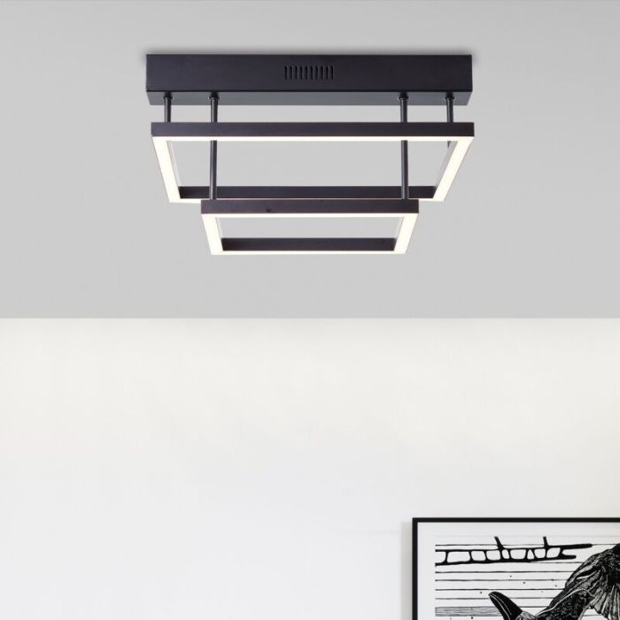 Moderne plafonnière zwart, Enis, 34W, 3000K LED, 3-staps dimbaar