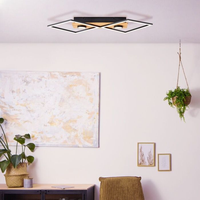Houten plafonnière zwart, Virginia, 32W, 3000K LED