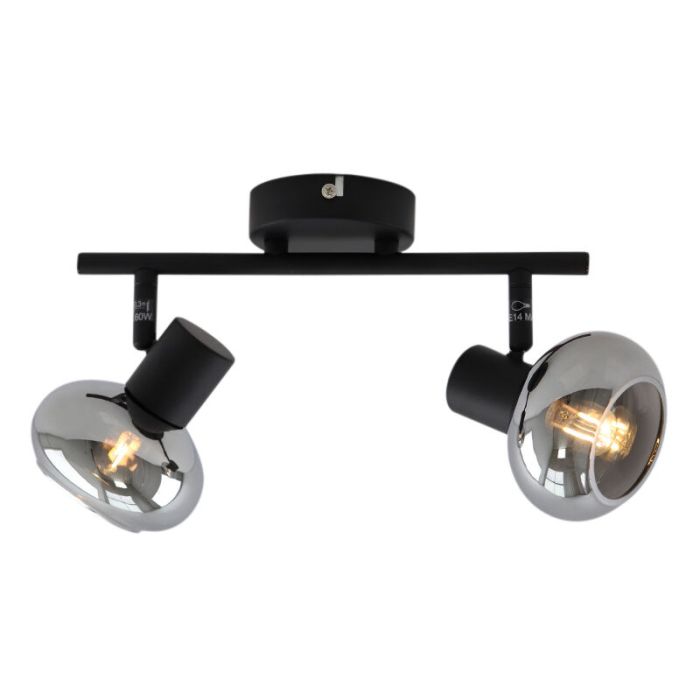 Design plafondspot Tanju, zwart, glas, 2L