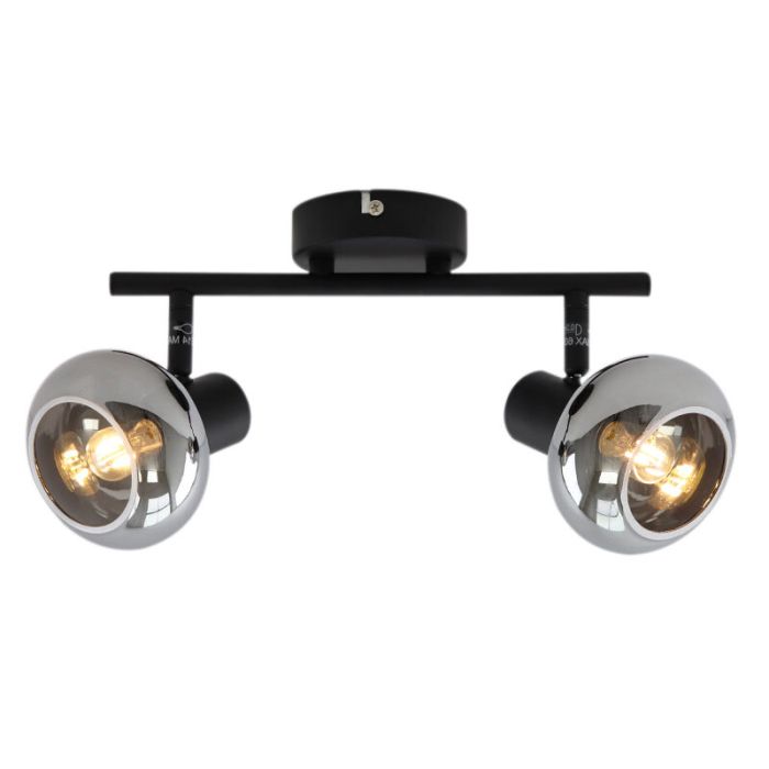 Design plafondspot Tanju, zwart, glas, 2L