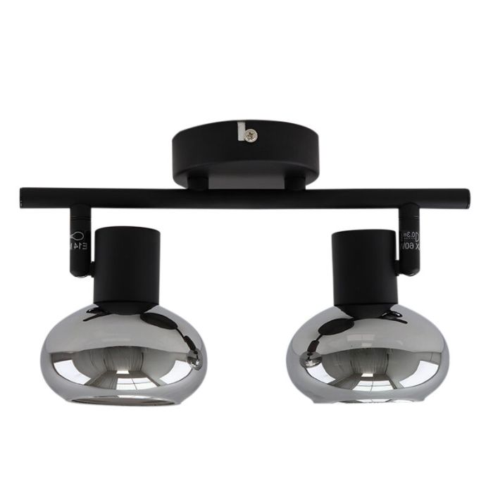 Design plafondspot Tanju, zwart, glas, 2L