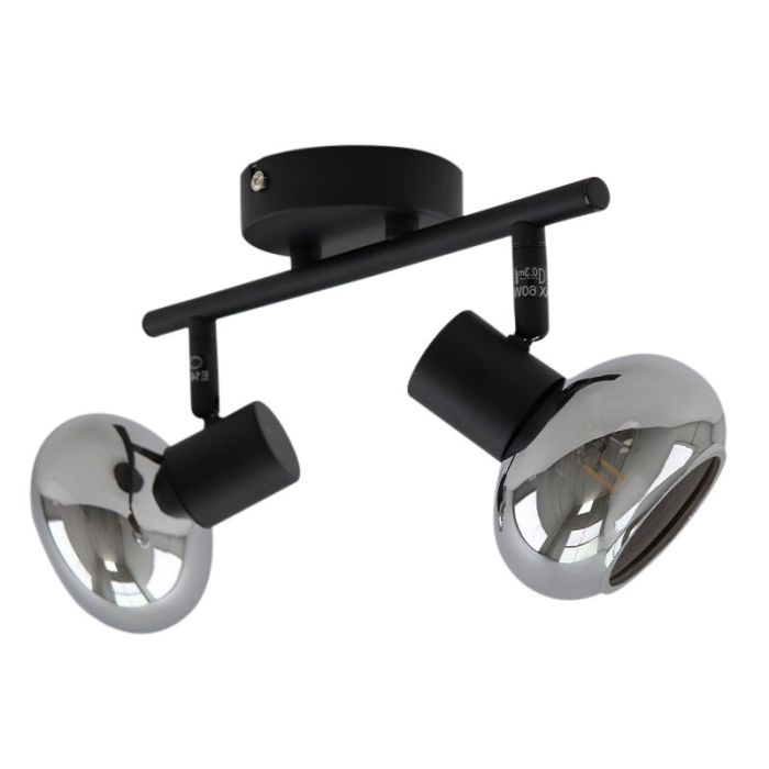 Design plafondspot Tanju, zwart, glas, 2L