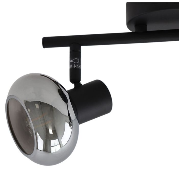 Design plafondspot Tanju, zwart, glas, 2L