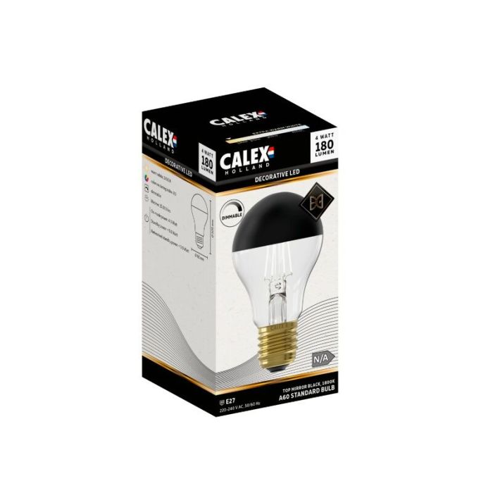 Dimbare Calex E27 kopspiegel LED lamp zwart, 4W, 1800K