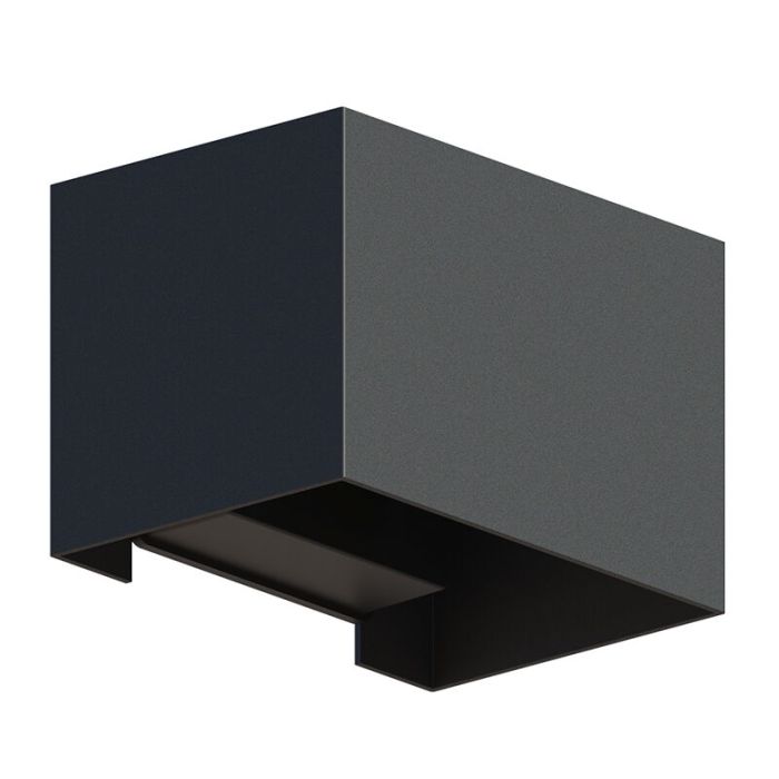 Zwarte up down wandlamp aluminium, Dion, 7W, 3000K LED, IP54