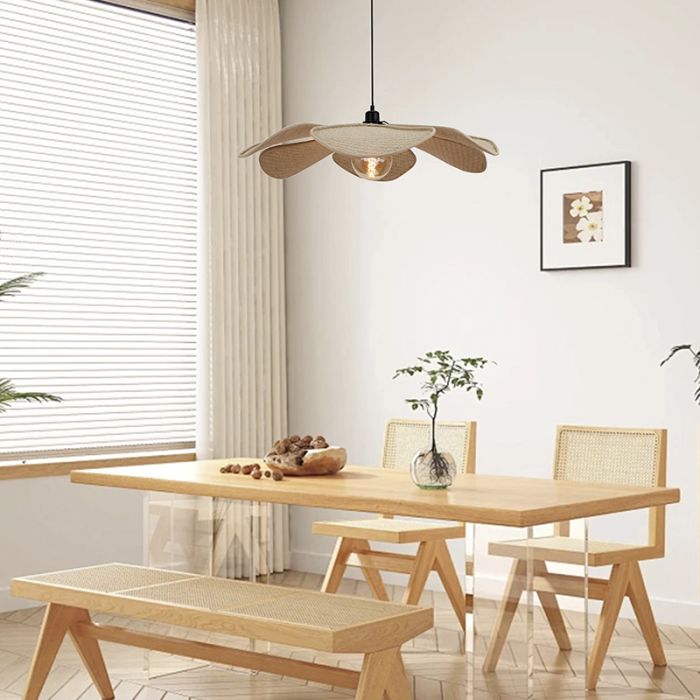 Landelijke hanglamp beige, Vere