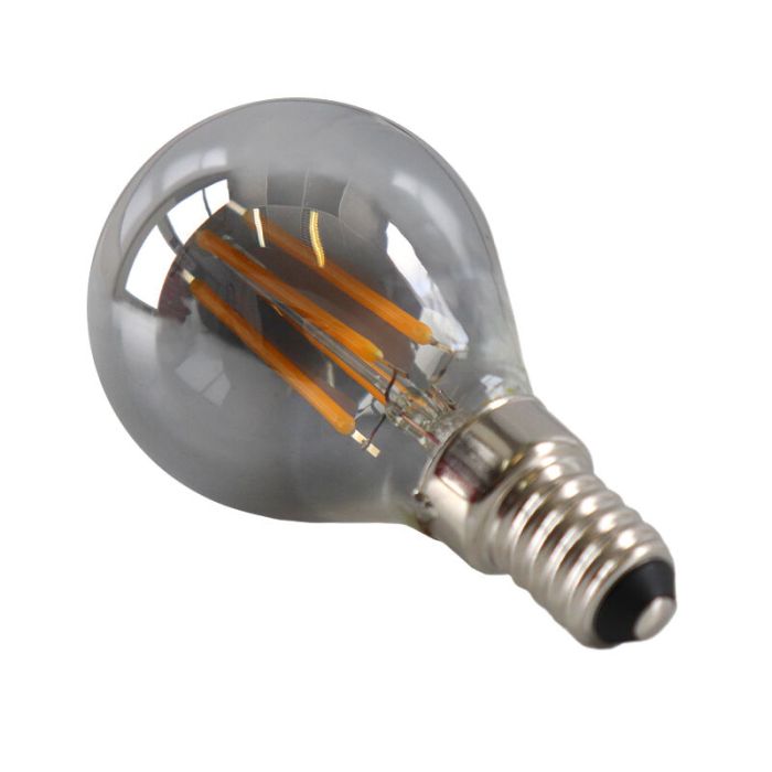 Dimbare Olucia E14 LED lamp, P45, 3W, Smoke glas, 2200k