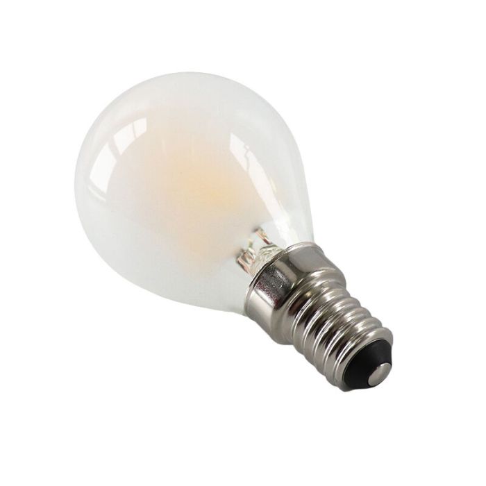 Dimbare Olucia E14 LED lamp, P45, 3W, Wit glas, 2700k