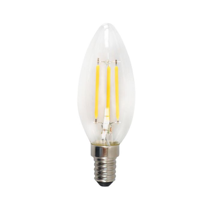 Dimbare Olucia E14 LED kaars, 3W, Transparant glas, 2700k