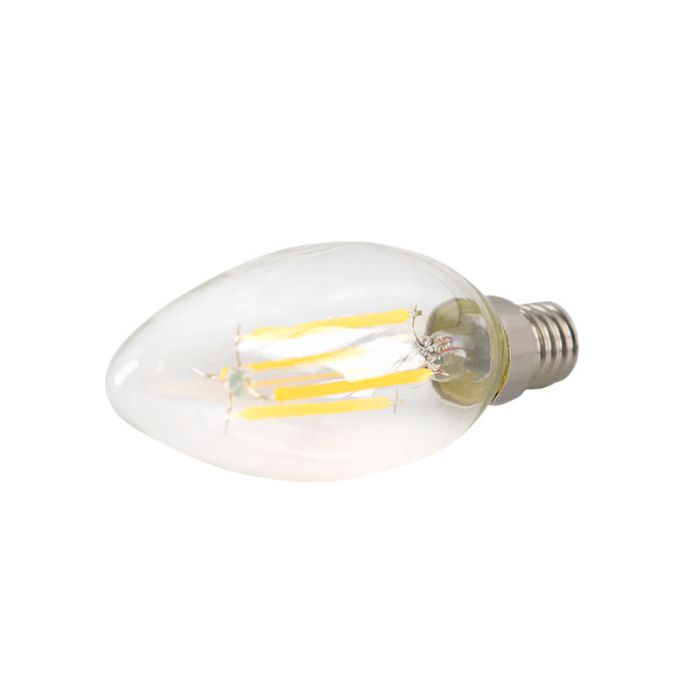 Dimbare Olucia E14 LED kaars, 3W, Transparant glas, 2700k