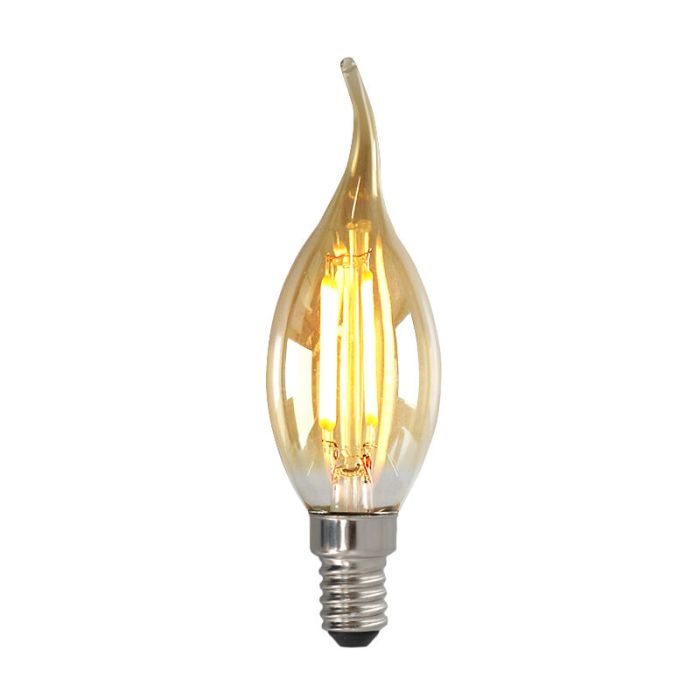 Dimbare Olucia E14 LED tipkaars, 3W, Amber glas, 2200k