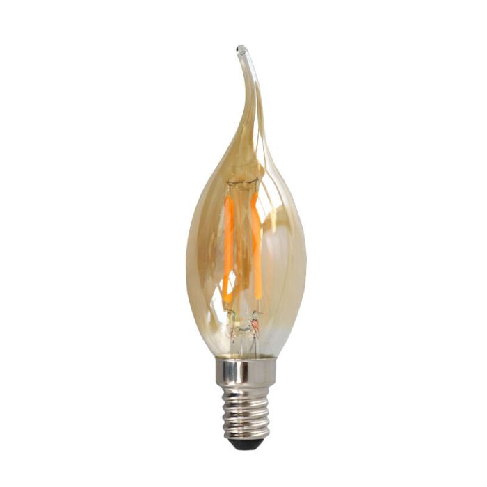 Dimbare Olucia E14 LED tipkaars, 3W, Amber glas, 2200k