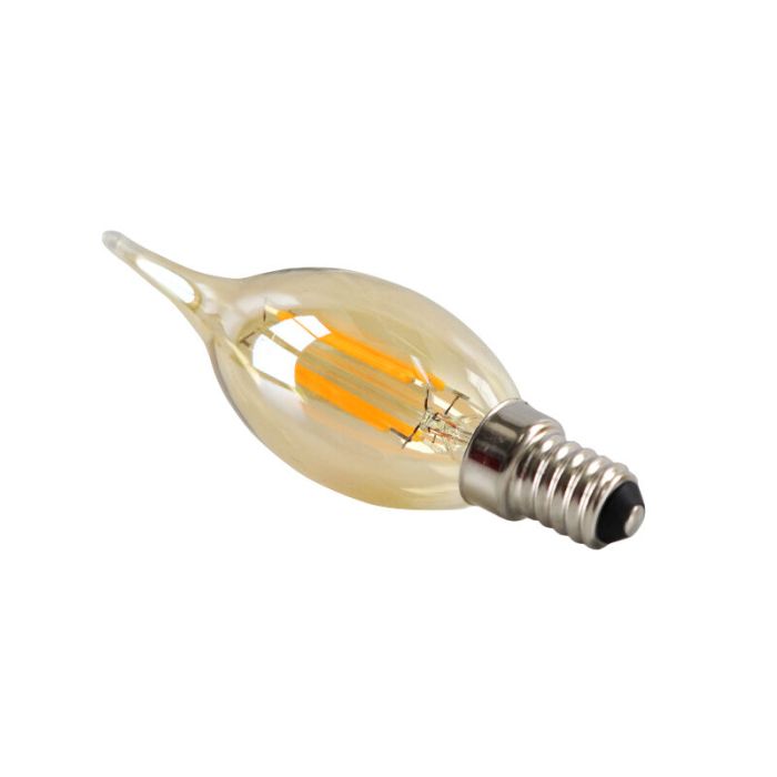 Dimbare Olucia E14 LED tipkaars, 3W, Amber glas, 2200k