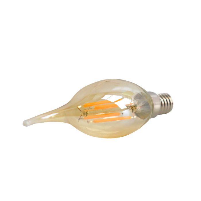 Dimbare Olucia E14 LED tipkaars, 3W, Amber glas, 2200k