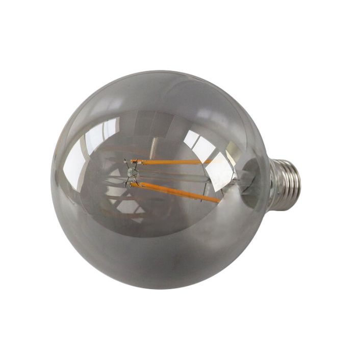 Dimbare Olucia E27 LED lamp, G95, 5W, Smoke glas, 2200k