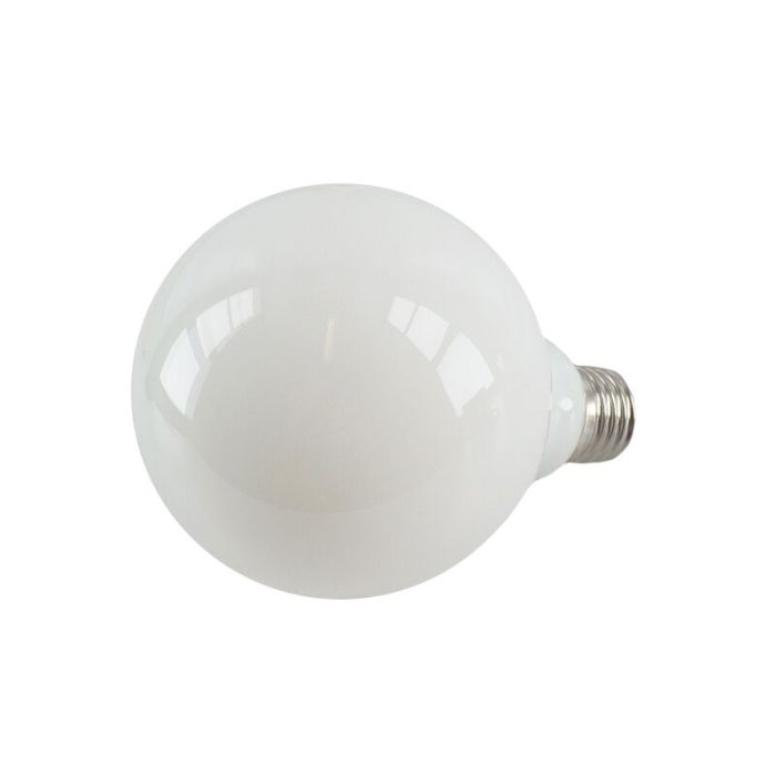 Dimbare Olucia E27 LED lamp, G95, 5W, Wit glas, 2700k