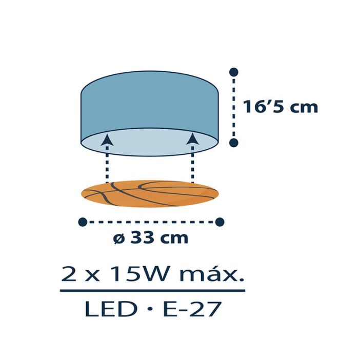 Blauwe kinderkamer plafondlamp, Basketbal