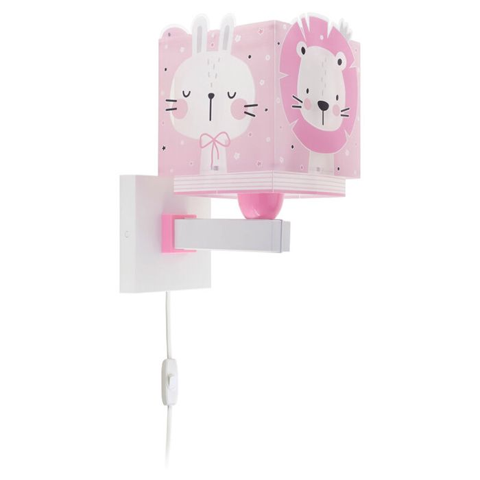 Roze kinder wandlamp Baby dieren, kunststof