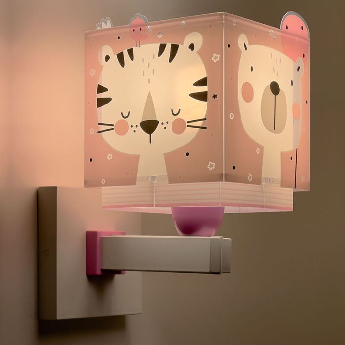 Roze kinder wandlamp Baby dieren, kunststof
