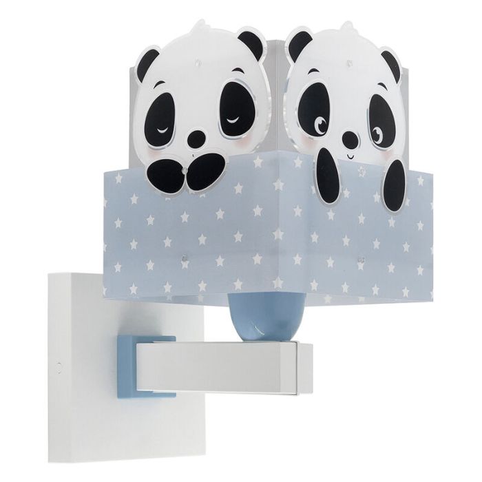 Blauwe kinder wandlamp Panda, kunststof