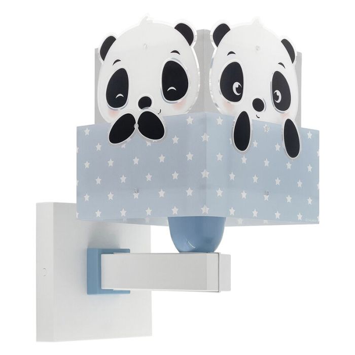 Blauwe kinder wandlamp Panda, kunststof