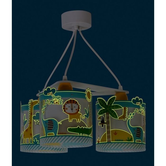 Hanglamp met 3 kapjes en veelkleurige jungle dieren
