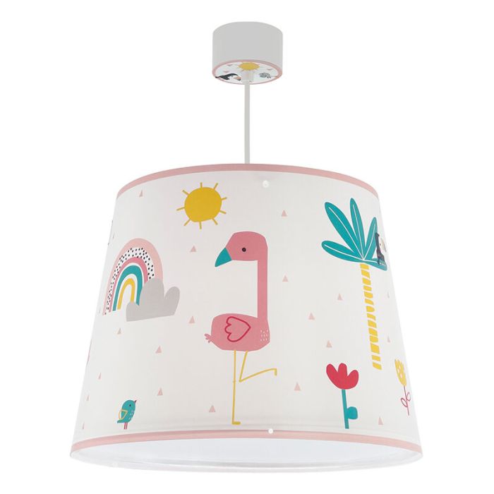 Roze kinder hanglamp Flamingo, kunststof