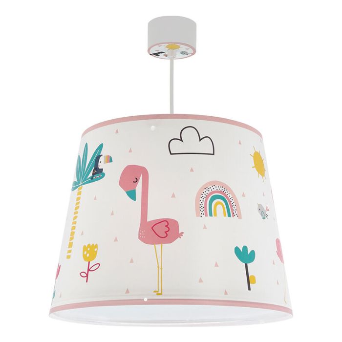 Roze kinder hanglamp Flamingo, kunststof