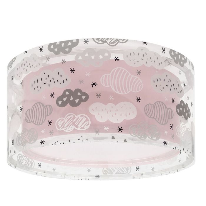 Roze kinderkamer plafondlamp kunststof, Wolkjes