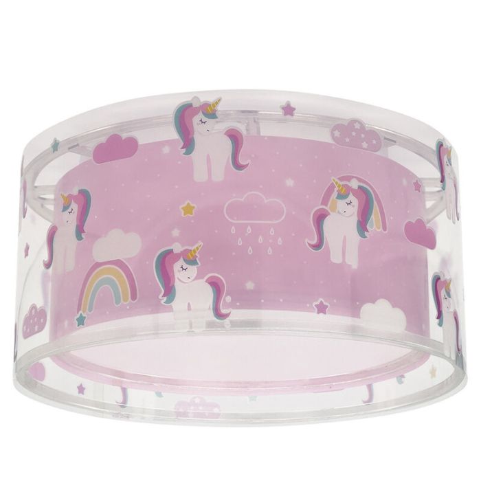 Roze kinderkamer plafondlamp kunststof, Unicorn